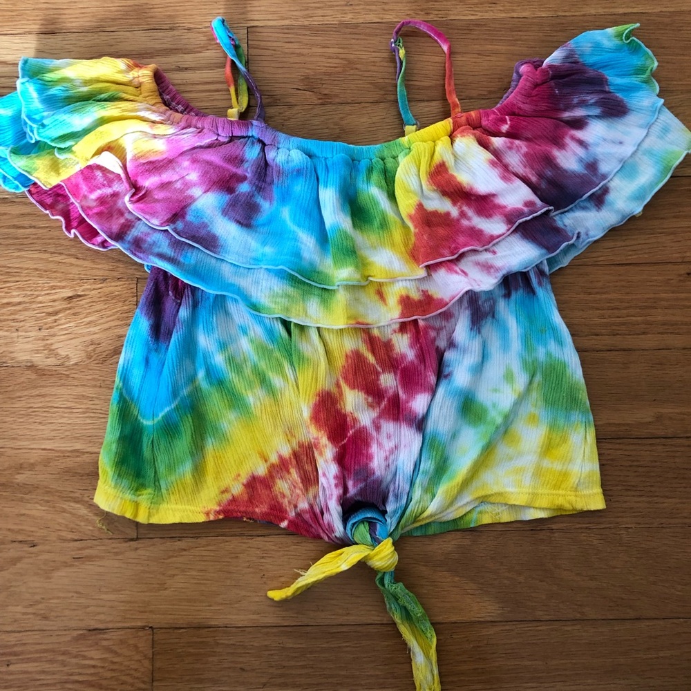 NWOT Flowers by Zoe tie dye crop off the shoulder top